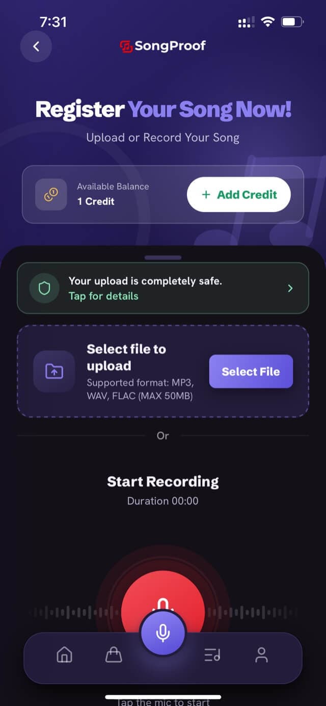 SongProof: Register Song